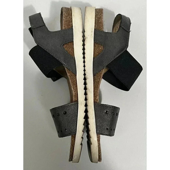 Earth Spirit Womens Sandals Metallic Gray Slingback Black Elastic Size 6 - Picture 6 of 12